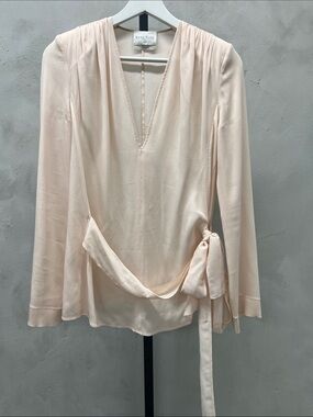 Forte Forte Pale Blush Wrap-Detail V-Neck Blouse